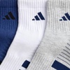 image:imageadidas Cushioned 30 3Pack Quarter SocksDark BlueWhiteCool Light Heather4