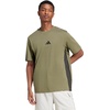 image:imageadidas Mens Essentials 3Stripes Single Jersey TShirtOlive StrataBlack