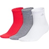 image:imageadidas Womens Scalloped Socks 3 Pairs Quarter Ankle HeightPure Ruby RedGreyWhite