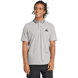 image:imageAdidas Mens Essentials Small Logo Pique Polo ShirtMedium Grey HeatherBlack