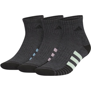 image:imageadidas Cushioned 30 3Pack Quarter SocksBlackOnix GreySemi Blue Burst3Color