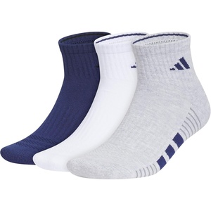 image:imageadidas Cushioned 30 3Pack Quarter SocksDark BlueWhiteCool Light Heather4