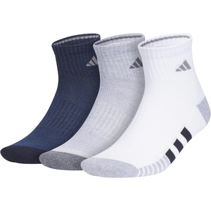 image:imageadidas Cushioned 30 3Pack Quarter SocksLegend Ink BlueGreyWhite3Color