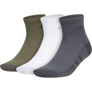 image:imageadidas Cushioned 30 3Pack Quarter SocksOlive Strata GreenWhiteOnix Grey3Color