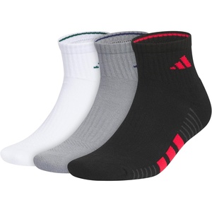 image:imageadidas Cushioned 30 3Pack Quarter SocksWhiteCollegiate GreenBlack4