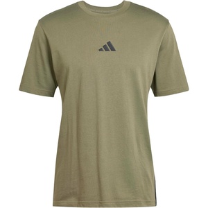 image:imageadidas Mens Essentials 3Stripes Single Jersey TShirtOlive StrataBlack