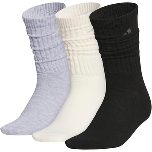 image:imageadidas Womens Athletic Scrunch Crew Sock 3 Pairs Loose Slouchy FitCool Light HeatherWonder WhiteBlack
