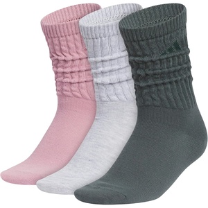 image:imageadidas Womens Athletic Scrunch Crew Sock 3 Pairs Loose Slouchy FitMagic Mauve PurpleCool Light HeatherLegend Ivy Green