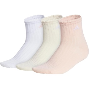 image:imageadidas Womens Scalloped Socks 3 Pairs Quarter Ankle HeightBlush PinkWonder WhiteSemi Ice Tangerine Orange
