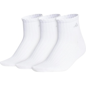 image:imageadidas Womens Scalloped Socks 3 Pairs Quarter Ankle HeightWhiteClear Grey