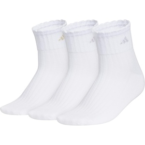 image:imageadidas Womens Scalloped Socks 3 Pairs Quarter Ankle HeightWhiteGold MetallicRose Gold