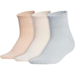image:imageadidas Womens Scalloped Socks 3 Pairs Quarter Ankle HeightWonder Sage GreenCrystal Linen BeigeMagic Beige