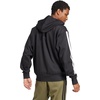image:imageadidas Mens Essentials 3stripes Fleece Fullzip Hooded Track TopBlackWhite