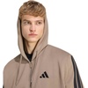 image:imageadidas Mens Essentials 3stripes Fleece Fullzip Hooded Track TopKhakiBlack