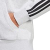 image:imageadidas Mens Essentials 3stripes Fleece Fullzip Hooded Track TopLight Grey HeatherBlack