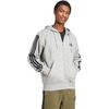 image:imageadidas Mens Essentials 3stripes Fleece Fullzip Hooded Track TopMedium Grey HeatherBlack