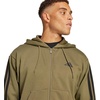 image:imageadidas Mens Essentials 3stripes Fleece Fullzip Hooded Track TopOlive StrataBlack