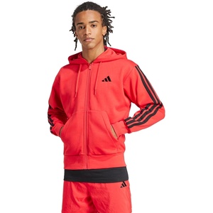 image:imageadidas Mens Essentials 3stripes Fleece Fullzip Hooded Track TopPure RubyBlack