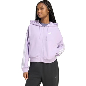 image:imageadidas Womens Essentials 3stripes French Terry Fullzip HoodiePowder PlumWhite