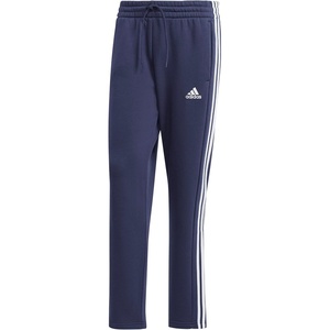 image:imageadidas Mens Essentials Fleece Open Hem 3Stripes PantsBlackLucid Ray Blue