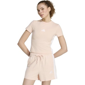 image:imageadidas Womens Essentials 3Stripes Slim Baby TShirtBlush PinkWhite