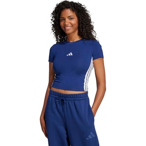 image:imageadidas Womens Essentials 3Stripes Slim Baby TShirtDark BlueWhite