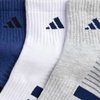 image:imageadidas Mens Cushioned Socks 3 PairsDark BlueWhiteCool Light Heather40Quarter