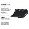 image:imageadidas Womens Cushioned Socks 3 PairsBlackOnix GreyShock Pink30No Show