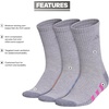 image:imageadidas Womens Cushioned Socks 3 PairsCool Light HeatherLucid Fuchsia PinkBlue Fusion30Crew