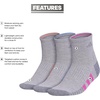 image:imageadidas Womens Cushioned Socks 3 PairsCool Light HeatherLucid Fuchsia PinkBlue Fusion30Quarter