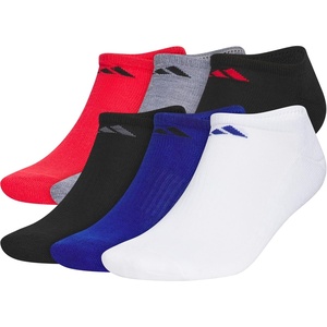 image:imageadidas Mens Athletic Cushioned No Show Socks 6 PairsPure Ruby RedBlackTeam Royal Blue