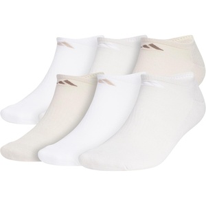 image:imageadidas Mens Athletic Cushioned No Show Socks 6 PairsWhiteWonder BeigeAlumina Beige