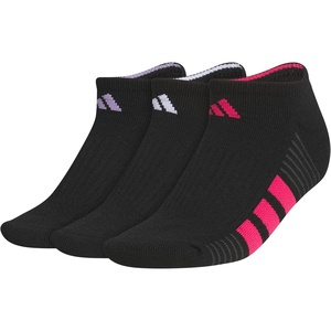 image:imageadidas Womens Cushioned Socks 3 PairsBlackMagic Lilac PurplePower Pink40No Show