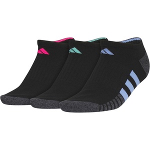 image:imageadidas Womens Cushioned Socks 3 PairsBlackOnix GreyShock Pink30No Show