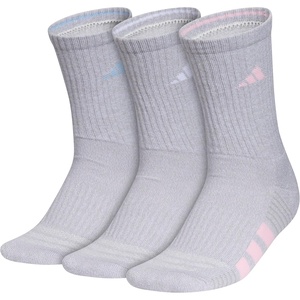 image:imageadidas Womens Cushioned Socks 3 PairsClear Onix GreyGlow BlueClear Pink40Crew