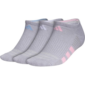 image:imageadidas Womens Cushioned Socks 3 PairsClear Onix GreyGlow BlueClear Pink40No Show