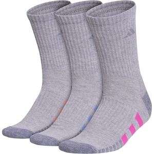 image:imageadidas Womens Cushioned Socks 3 PairsCool Light HeatherLucid Fuchsia PinkBlue Fusion30Crew