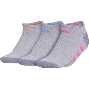 image:imageadidas Womens Cushioned Socks 3 PairsCool Light HeatherLucid Fuchsia PinkBlue Fusion30No Show
