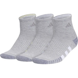 image:imageadidas Womens Cushioned Socks 3 PairsCool Light HeatherPowder YellowViolet Tone Purple30Quarter
