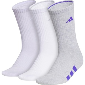 image:imageadidas Womens Cushioned Socks 3 PairsFrozen PurpleClear Onix GreySolar Purple40Crew