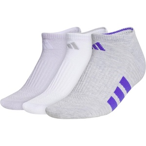 image:imageadidas Womens Cushioned Socks 3 PairsFrozen PurpleClear Onix GreySolar Purple40No Show