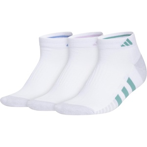 image:imageadidas Womens Cushioned Socks 3 PairsWhiteBlue FusionPowder Teal Green30Low Cut