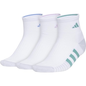 image:imageadidas Womens Cushioned Socks 3 PairsWhiteBlue FusionPowder Teal Green30Quarter
