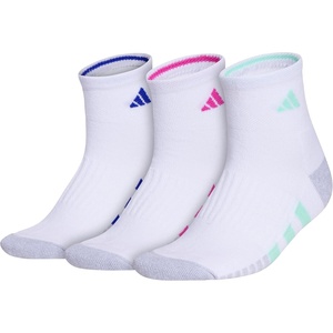 image:imageadidas Womens Cushioned Socks 3 PairsWhitePulse Mint GreenLucid Fuchsia Pink30Quarter