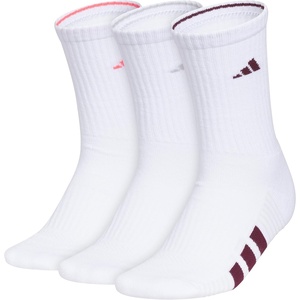 image:imageadidas Womens Cushioned Socks 3 PairsWhitePure Turbo PinkClear Onix Grey40Crew