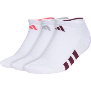 image:imageadidas Womens Cushioned Socks 3 PairsWhitePure Turbo PinkClear Onix Grey40No Show