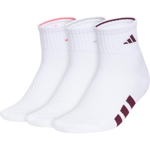 image:imageadidas Womens Cushioned Socks 3 PairsWhitePure Turbo PinkClear Onix Grey40Quarter