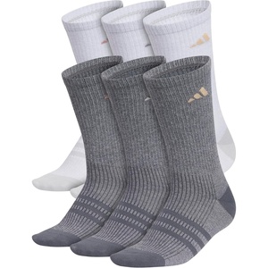 image:imageadidas Womens Superlite Crew Socks 6 PairsClear Onix GreyWarm Clay PinkGrey3
