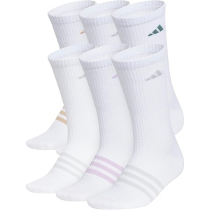 image:imageadidas Womens Superlite Crew Socks 6 PairsWhiteWarm Sandstone BeigeClear Grey3