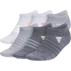 image:imageadidas Womens Superlite No Show Socks 6 PairsClear Onix GreySemi Pink SparkPreloved Purple3